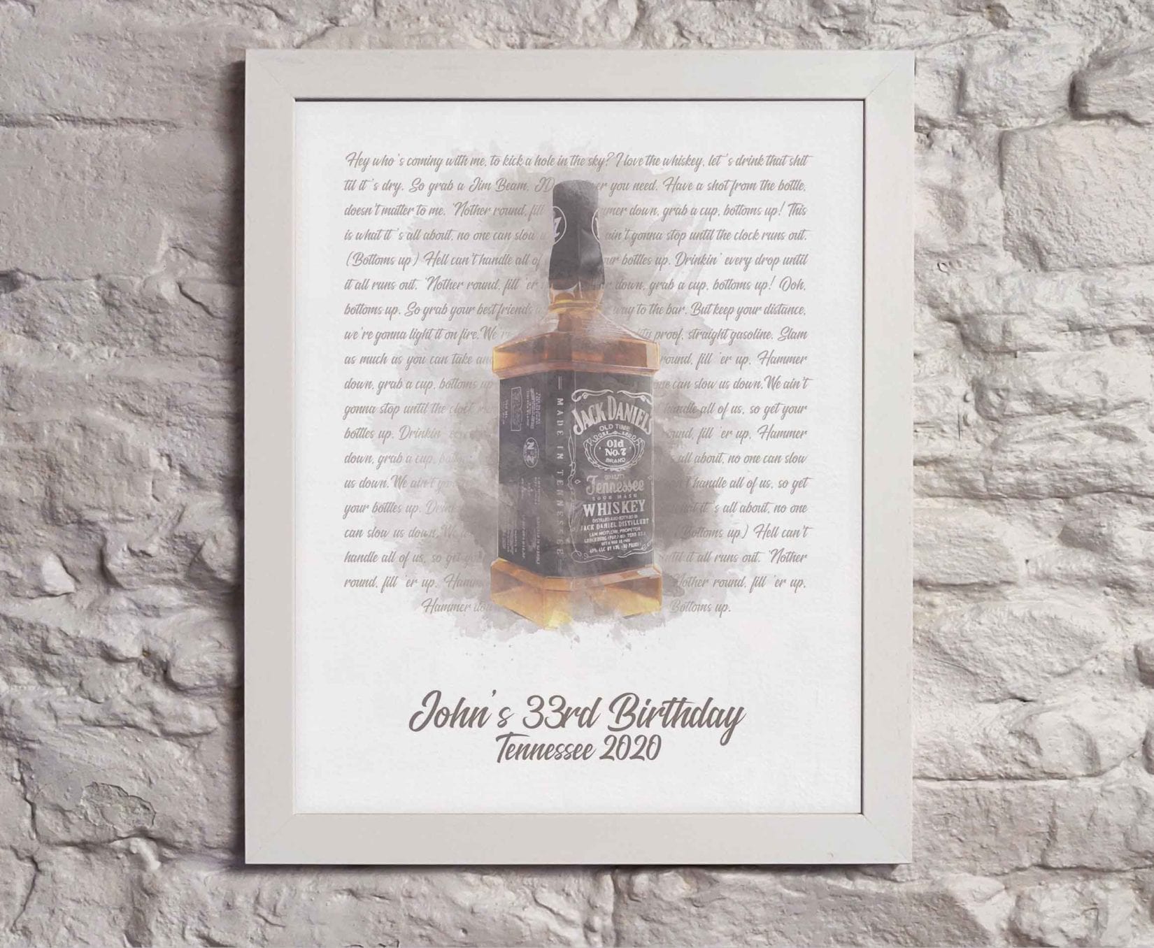 Jack Daniels Lyrics Wall Art, Any Song In This Style The Perfect Gift